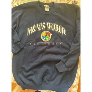 M&M's World Las Vegas Navy Blue Graphic Crewneck Sweatshirt Mens Small S